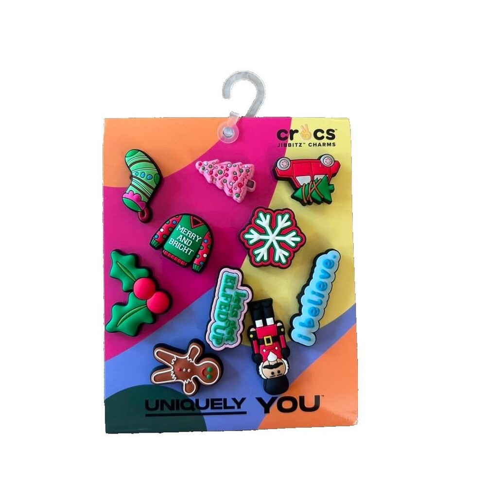 Crocs Christmas Jibbitz Charms Colorful Holiday 10 Pack Pins New